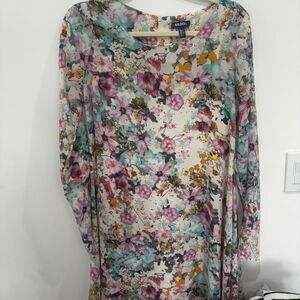Tildon Floral Long Sleeve Shift Dress Women’s Size Small